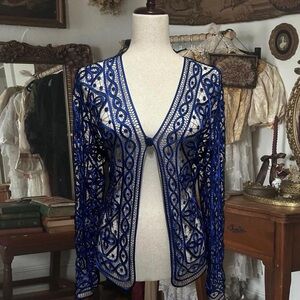 Vintage Melissa Collection blue lace long sleeve cardigan